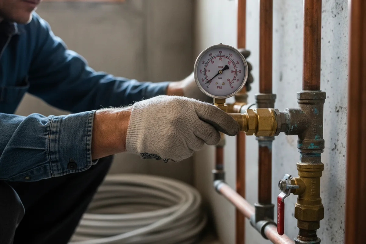 Pressure testing a repaired line during Water Line Repair in Leon